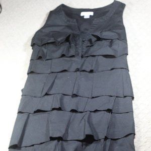 Ann Taylor Loft Size 0 Black Cotton Layered Ruffle Dress